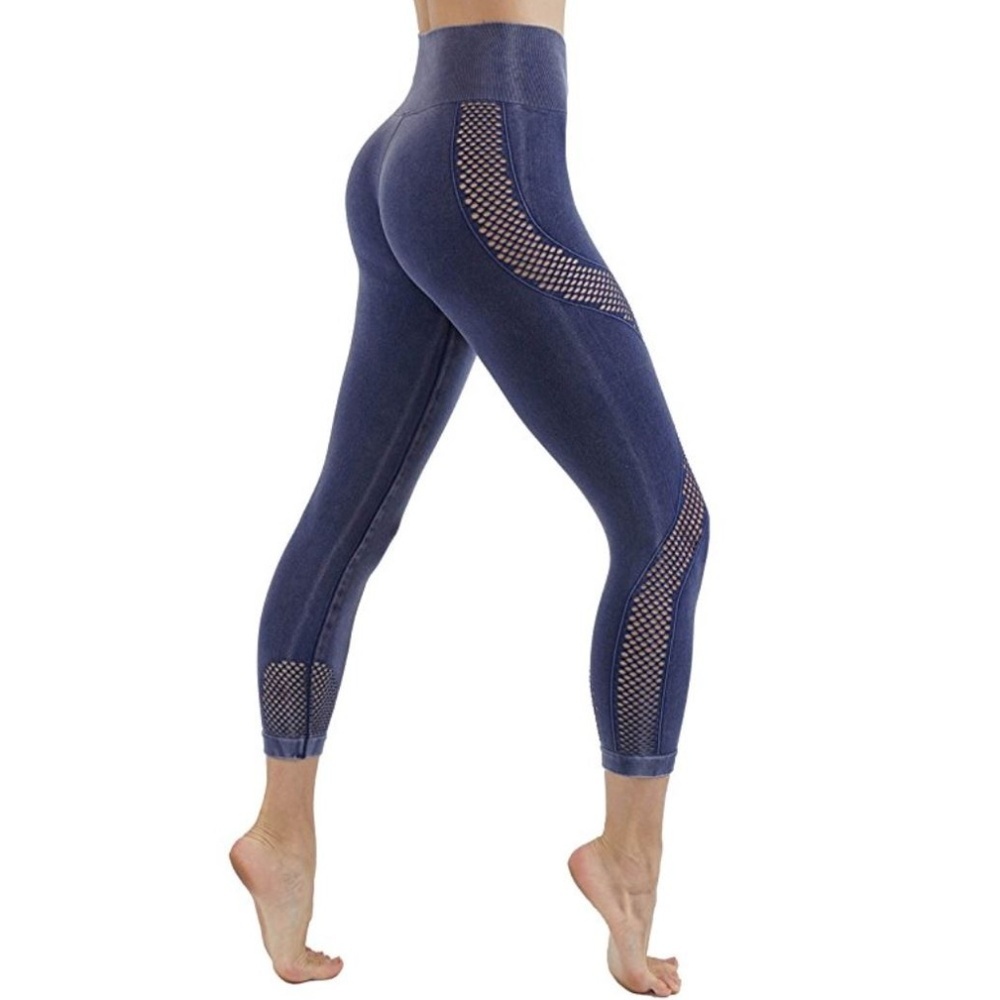 Faded Blue yoga leggings workout pants mesh 27